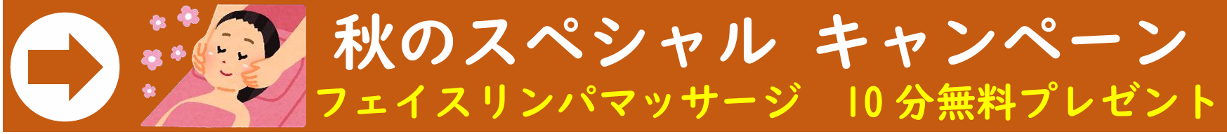 秋のスペシャル キャンペーン フェイスリンパマッサージ10分 無料プレゼント